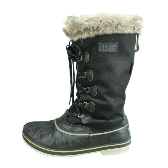 LL Bean Rangeley Black Leather Waterproof Insulated Tall Pac Boots Size 10 M - Picture 1 of 9